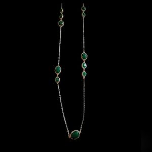 Green Stone Goldtone Necklace